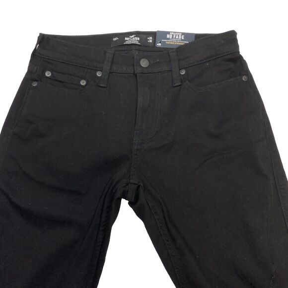 Hollister Jeans Men 26x30 Black No Fade Vintage Straight Distressed Denim Ripped - Picture 2 of 9